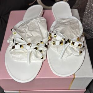 White Studded Slide Sandals